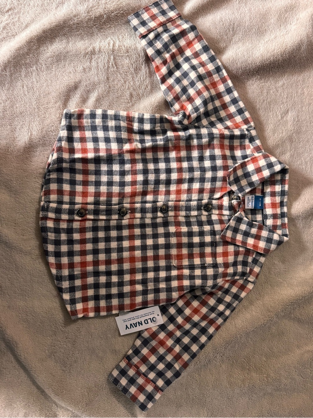 Old Navy Kids Navy & Red Plaid Button-Up Shirt Jacket